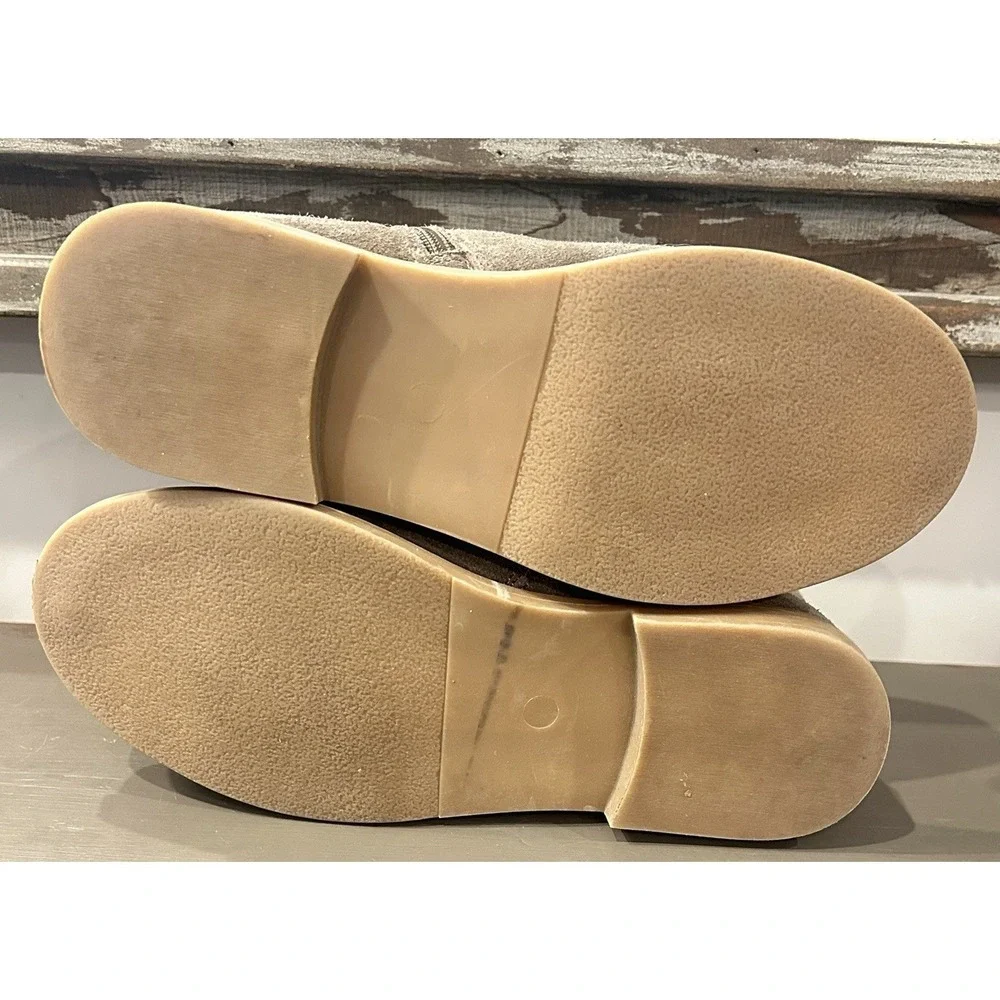L'amour Girls Nicola Scalloped Chelsea Boot Size 3 Taupe Suede Booties EUC